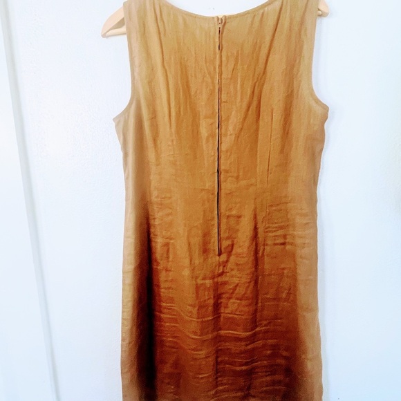 Carol Anderson Vintage linen Dress size Medium Brown Embroidered - Picture 2 of 11